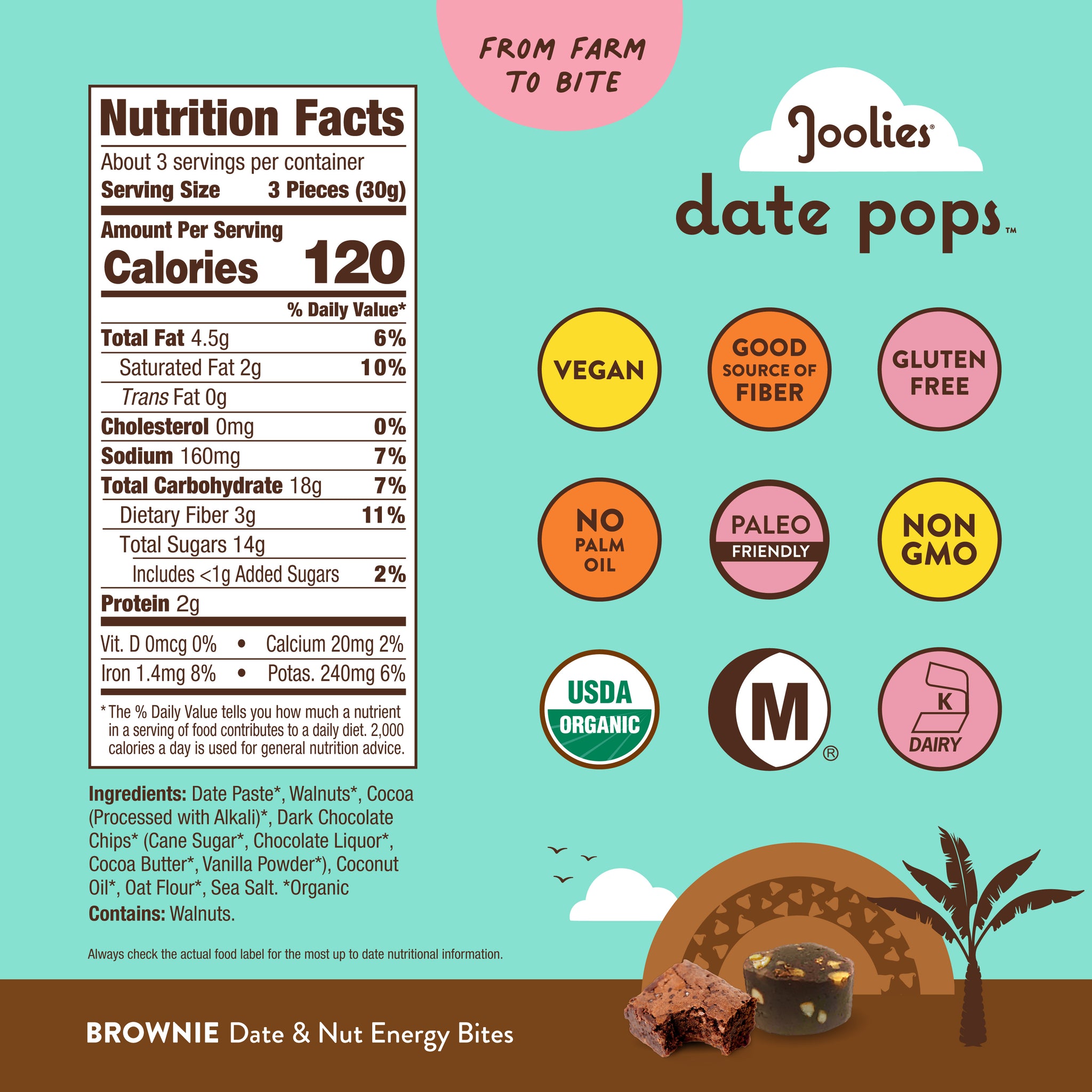 Date Pops - Brownie 6 ct