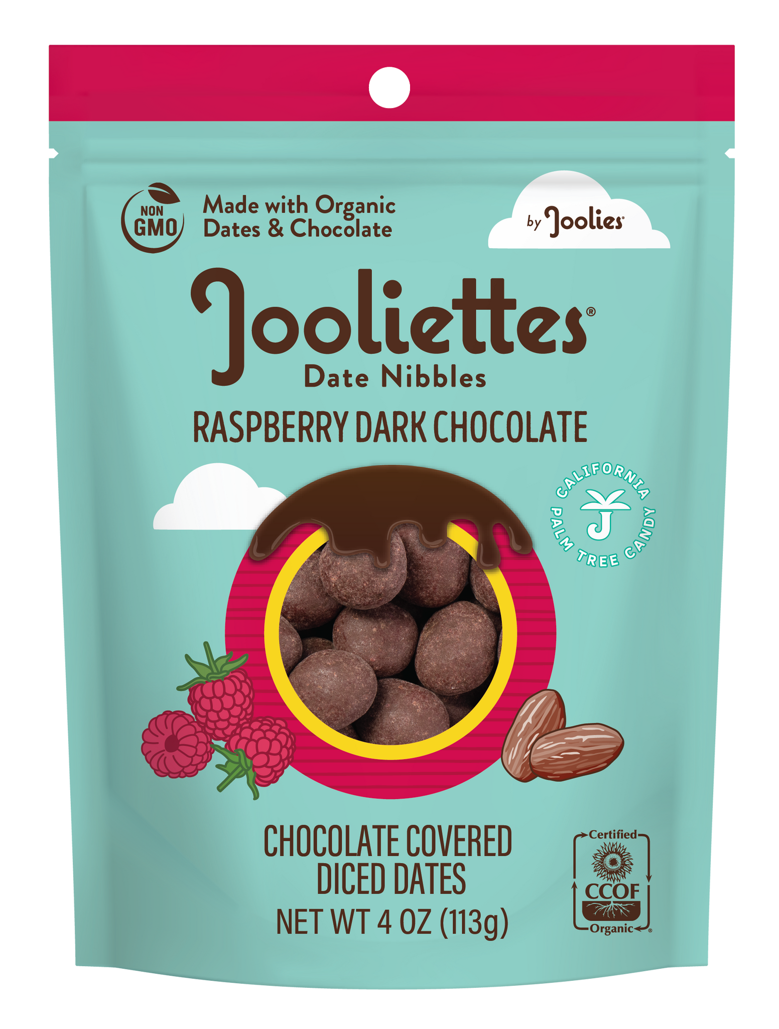 Jooliettes® 4oz Raspberry Chocolate Covered Diced Dates 6 ct
